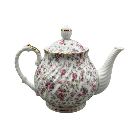 lefton goffon Rose Bone China Gold Trim Floral Pattern Japan Teapot Lid 7236READ - Picture 1 of 13